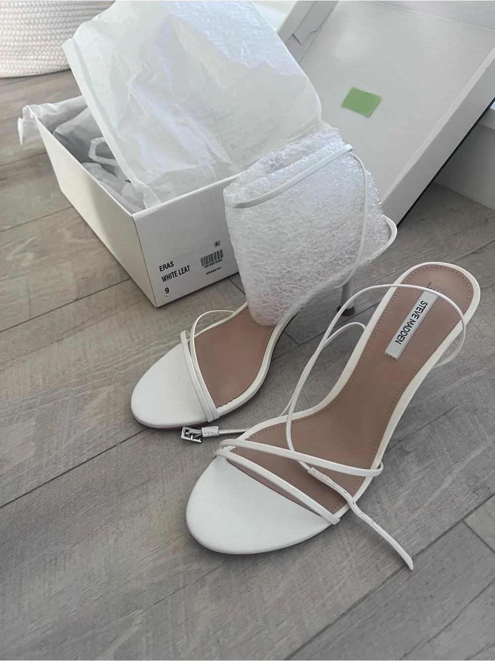 Steve Madden White Strappy Ankle‑Tie Heels